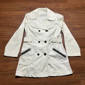 Vtg Sears Short Peacoat Women's S Contrast Trim Double Breasted Jacket 60s 70s - Picture 1 of 14