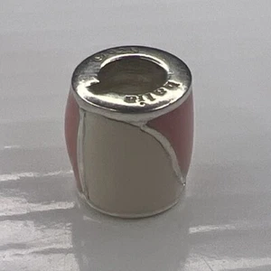NEU HALIA 925 Sterling Silber Slide Bead Charm weiß rosa Emaille gestreift Tube - Bild 1 von 8