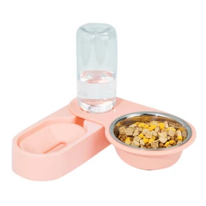 Pet Kitten Folding Rotating Double Bowl Puppy Stainless Steel Feeder 48 - Bild 1 von 5