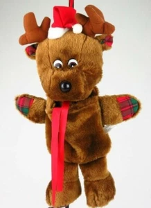 Bolsa de peluche con cabeza de felpa de Navidad medias de reno House of Lloyd de colección - Imagen 1 de 12