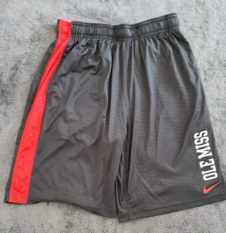 Ole Miss Nike Gym Shorts Men’s Size Medium Gray Red  Dry Fit Excellent Condition Cover