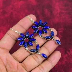 Lapis Lazuli Gemstone Handmade 925 Sterling Silver Earrings Jewelry - Picture 1 of 4