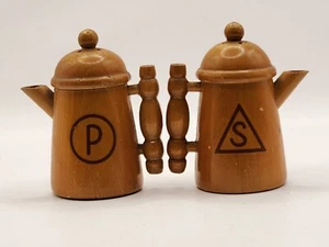 Caffettiera vintage in legno scuoti sale e pepe - Foto 1 di 8