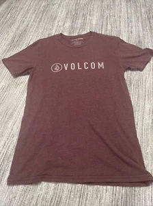 Volcom Shirt Mens Small Red Short Sleeve Crew Neck Beach Surfer Surfing Tee JH6 - Picture 1 of 3