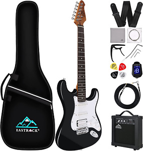 Electric Guitar 39 Inch Full Beginner Starter Kit Full Size with 10W Amp, Packag