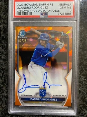 2023 Bowman Chrome Sapphire Lizandro Rodriguez Orange Refractor AUTO #/25 PSA 10 - Image 1 of 2