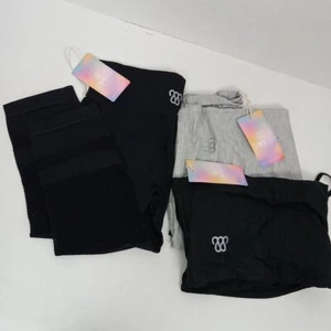LOT SWEAT Whitney Port Activewear S/M Tops X2 Capri Leggings Black Gray Workout - Picture 1 of 22