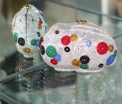JUDITH LEIBER POP ART DECO BUNNY RABBIT SWAROVSKI CRYSTAL MINAUDIERE PURSE BAG - Image 1 of 4