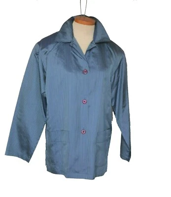 Blusa Josephine Chaus 100 % seda abotonada manga larga talla 6 azul a rayas Foto 1 de 4