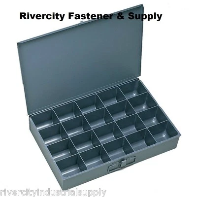 METAL 20 HOLE STORAGE BIN-CABINET-TRAY FOR NUTS, BOLTS Made by Durham in the USA