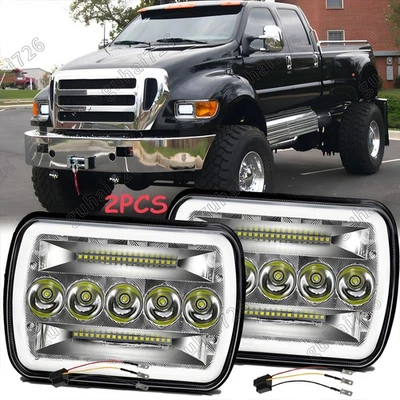 Par de faros LED aprobados por el DOT 5x7 7x6 con DRL para Ford F650 F750 L9000 F-250 Foto 1 de 4