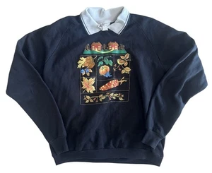 Vintage 90’s Fall Cracker Barrel Crewneck Sweatshirt Cute Size XL Unisex Black - Picture 1 of 3