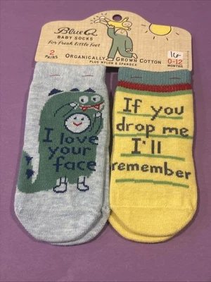 Calcetines bebé Q azul en mezcla de algodón orgánico, talla 0-12 meses. Foto 1 de 4