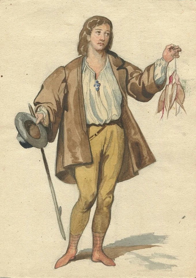 Portrait d'homme - Dessin original ancien - Aquarelle - Photo 1/1