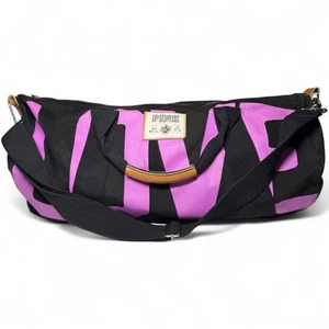 Vintage Pink Victoria’s Secret Canvas Black Pink Duffle Bag Y2K 2000s Adjustable - Picture 1 of 24