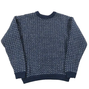 Vtg 80s L.L. Bean Norwegian Birdseye Wool Sweater Men's L, Ringer, Fisherman - Picture 1 of 8