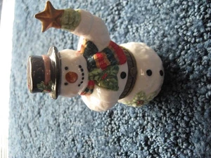 Schmuckschatulle-Schneemann-Porzellan-Mad in China-3 3/4" hoch - Bild 1 von 6