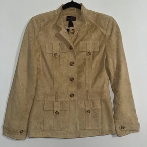 VS2 By VAKKO Pig Suede Y2k Military Style Jacket Blazer Size 6 Sleek - Picture 1 of 5