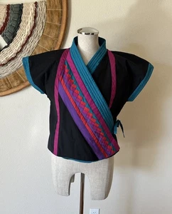 Vintage 80s Wellspring Design Quilted Southwestern Wrap Top Woman's M - Picture 1 of 9