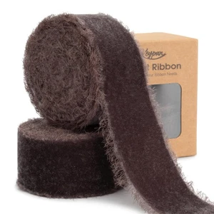 Braun Samtband 1-1/2 Zoll x 6 Yd Handarbeit ausgefranst Vintage Bänder für Chr... - Bild 1 von 7