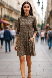 J McLaughlin Christabel Catalina Shift Dress Animal Mock Neck Stretch Size Small - Picture 1 of 18