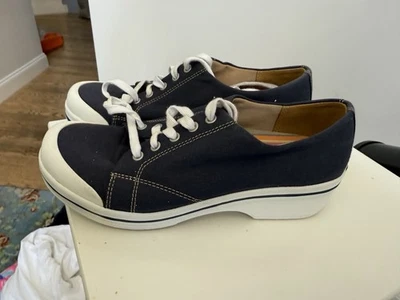 Dansko Veda Mujer’s 8 Zapatos Tenis Plataforma Tacones Azul Lona Zuecos 38 ¡GENIAL! Foto 1 de 4