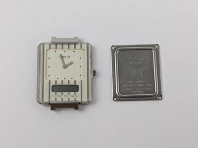 AS-IS PARTS REPAIR Vintage Tissot Two Timer Watch 27mm Stripe Swiss Ana-Digi 1980s  - Bild 1 von 4