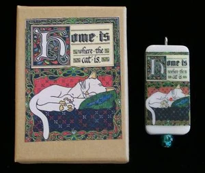 HOME IS WHERE THE CAT IS, GORGEOUS CAT PENDANT AND MATCHING BOX - Picture 1 of 1