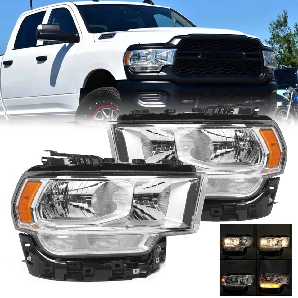 Conjunto de faros halógenos cromados izquierda+derecha Ram 2500 3500 2019-2024 Foto 1 de 4