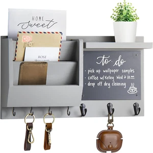 Key Holder for Wall - Mail Holder Organizer Wall Mount with Shelf - Hanging Key - Picture 1 of 7
