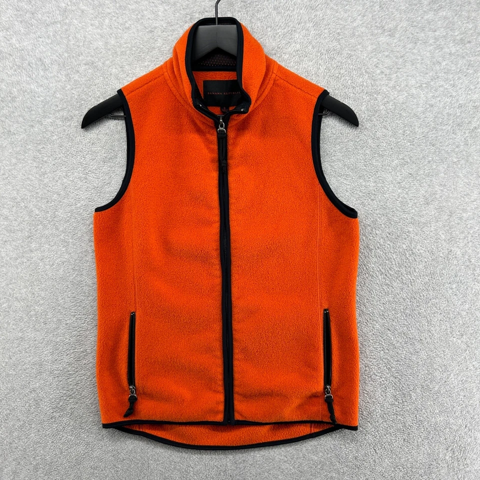 Chaleco Banana Republic para mujer talla pequeña naranja polar cremallera completa sin mangas Foto 1 de 4