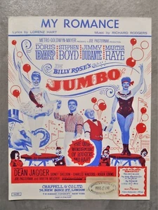 vintage '62 Film sheet music JUMBO song MY ROMANCE by Hart & Rodgers UK print - Picture 1 of 5
