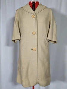 Forstmann Vintage 50s Cream Wool Mod Futuristic Short Sleeve Coat Jacket MCM - Picture 1 of 9