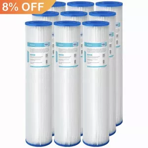 9 STCK. 20 x 4,5 Zoll waschbar plissiert Sediment Wasserfilter 5/20/50 Mikron für Big Blue - Bild 1 von 16