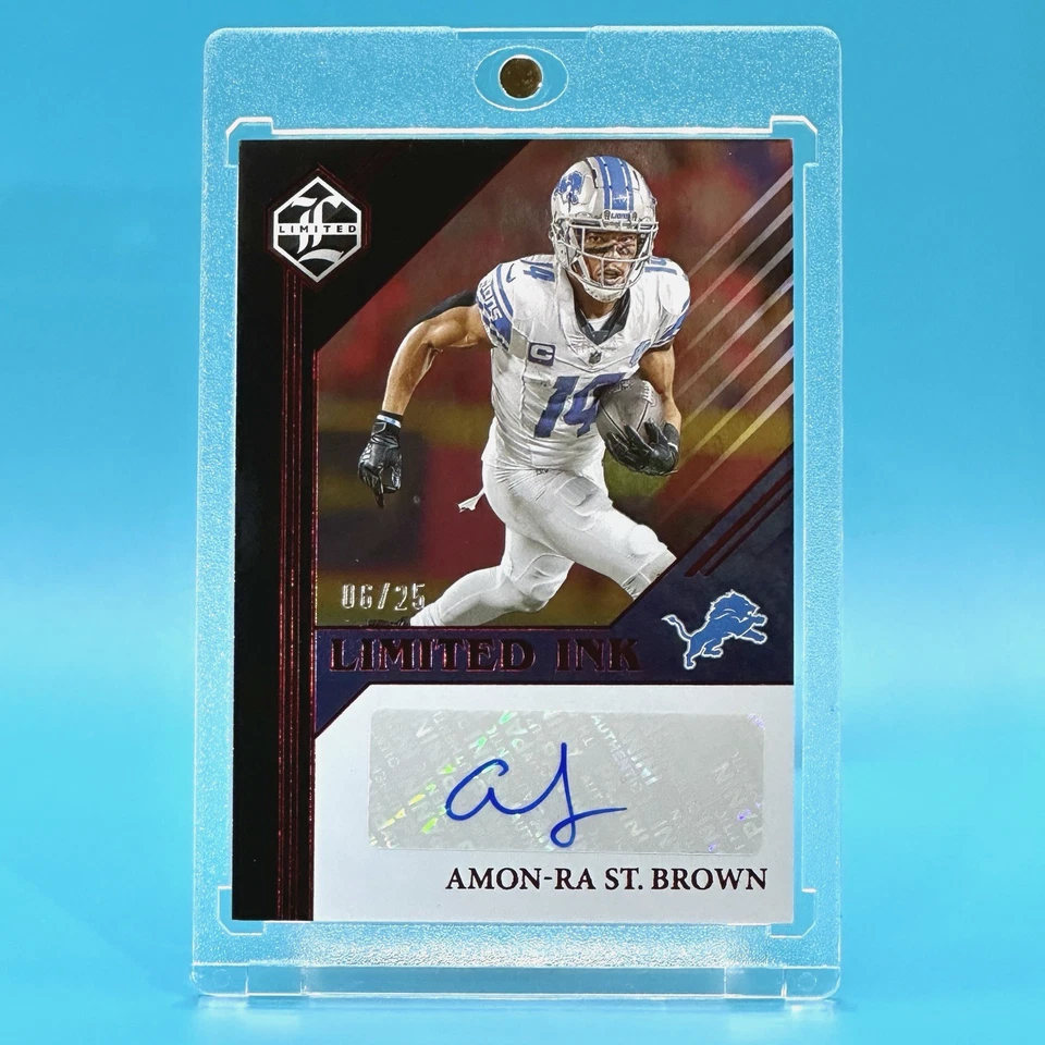 2022  Amon-Ra St. Brown  (AU) Panini Limited Ink Ruby Spotlight */25 Auto - Image 1 of 4
