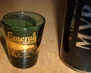 "EMERALD BAY - LAKE TAHOE", GREEN COLORED Glass Shot Glass, Vintage 1960's yrs. - Picture 1 of 10