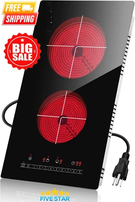 2000W Potente Estufa Electrica Vitroceramica 120V 2 Quemadores Estufa Encimeras - Image 1 of 4