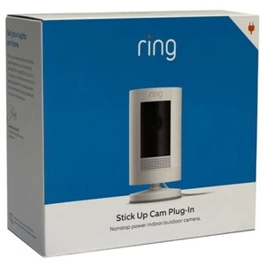 Ring Outdoor Cam (Stick-Up) Plug-In Security Home Camera System Alexa White - Picture 1 of 9