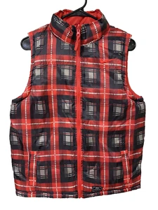 NIKE Reversible Vest Youth Sz. M (10-12 Yrs) Black Red Gray Plaid & Skull - Picture 1 of 14