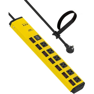 6 Outlet Metal Heavy Duty Power Strip Surge Protector with 2 USB 1200J - Picture 1 of 7