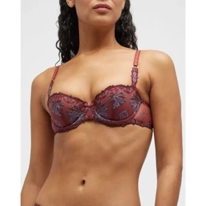 NWT Chantelle champs elysses unlined lace burgundy demi bra size 32C - Picture 1 of 10