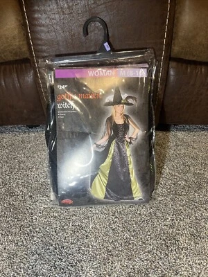 FunWorld - Women's Goth Maiden Witch - Black/Green - M 8-10 Adult Costume - Image 1 of 2