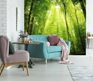 3D Sunshine Forest ZHU5135 Wallpaper Wall Mural Removable Self-adhesive Zoe - Picture 1 of 5