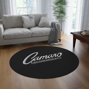 Camaro Round Rug Firebird Trans Am Car Guy Gift Man Cave Blue - Picture 1 of 5