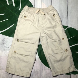 Janie and Jack Pants Linen/Cotton Adjustable Waist Zip Roll Cuff 12-18M - Picture 1 of 9