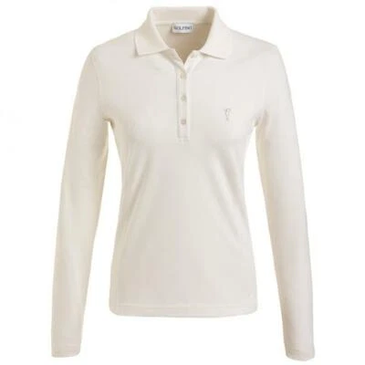 NWT GOLFINO Ladies BRUSHED SUN PROTECTION POLO 1339024 108 Snow Sz 2 4 12 NEW - Image 1 of 4