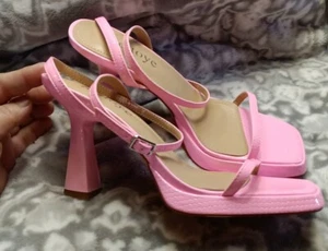 Reitoye Ankle Strap Platform Heeled Sandals Square Toe Chunky High Heels SZ 8 - Picture 1 of 10