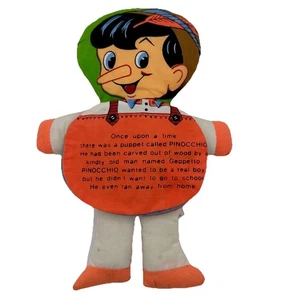 Vintage PINOCCHIO Flip A Face Story Book Plush - 1970s Cloth Rag Doll Toy - Picture 1 of 24