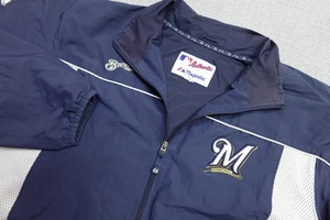 Milwaukee Brewers Jacket Mens XL Blue MLB Baseball Cool Base Full Zip Warm Up - Picture 1 of 12