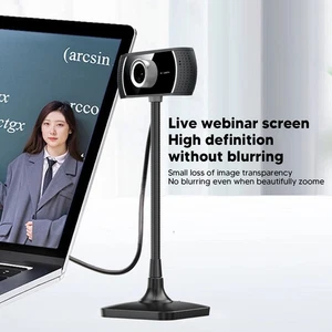 Webcam HD Manual Focus Live Streaming Drive Free USB Camera With Microphone NEW - Afbeelding 1 van 12